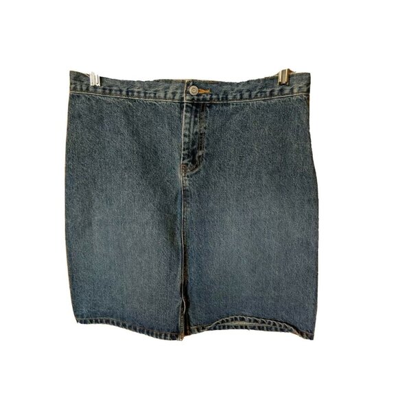 Gap Denim Skirt 10 Blue Jean Modest Womens Front Slit - Picture 1 of 6